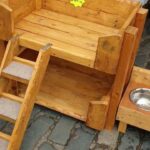 RUSTIC WOODEN DOGGY BUNK BEDS WITH REMOVEABLE STEPS in Kent
